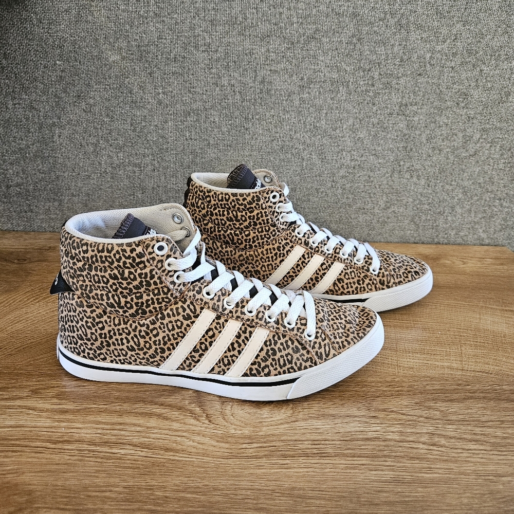 Adidas BBPark Mid Neo Tan Brown Animal Leopard Print Sneakers Women Size 6.5
